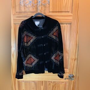 Coldwater Creek Black and Orange Patterned Blazer